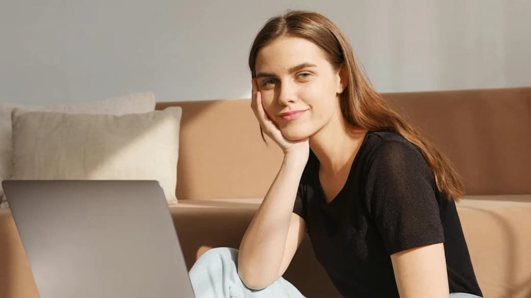 Remote worker using a laptop at home